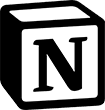 notion icon, the letter N displayed in a black and white cube