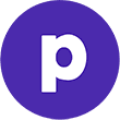 podia icon, a white p inside a purple circle