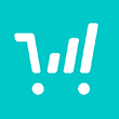 thrivecart icon, a white shopping cart on turquoise background
